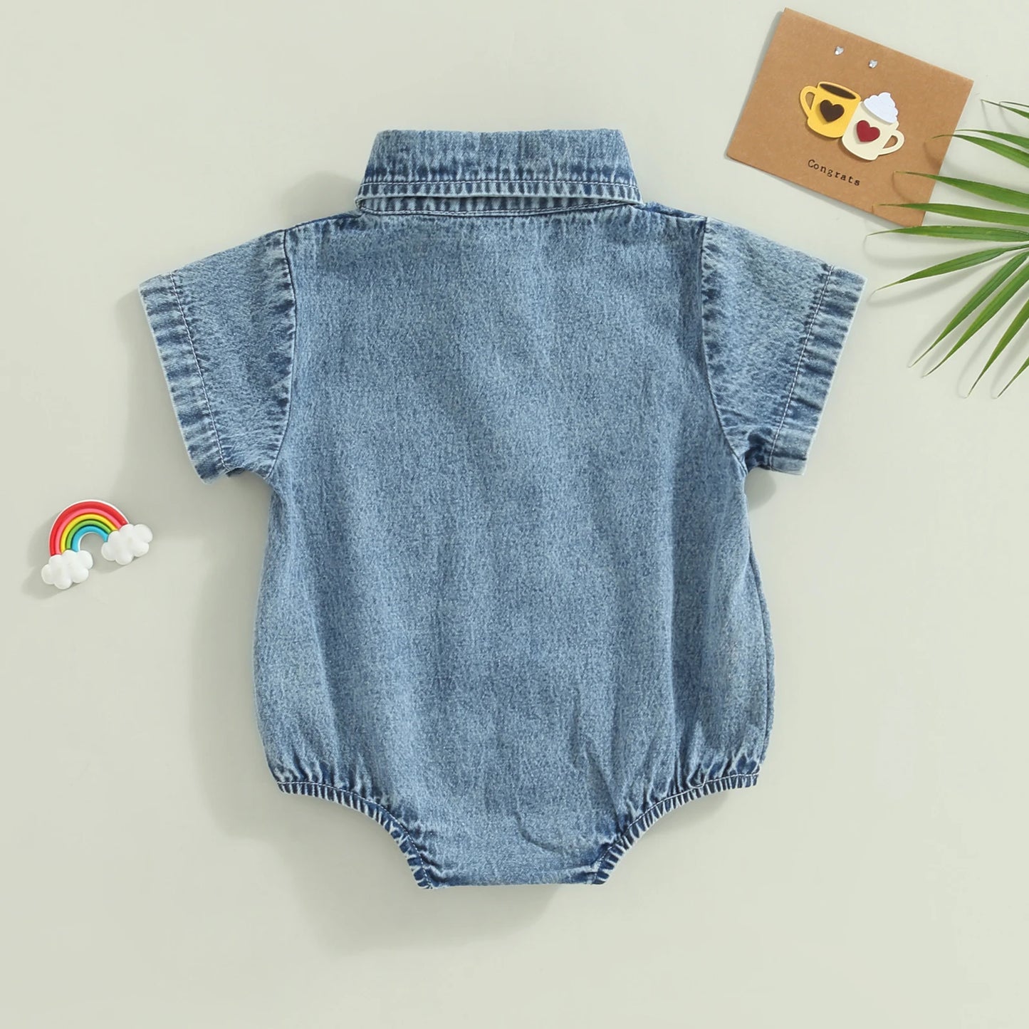 Denim Turn-Down Collar Romper
