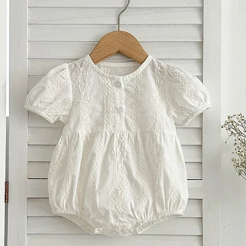 Floral Embroidery Cotton Rompers