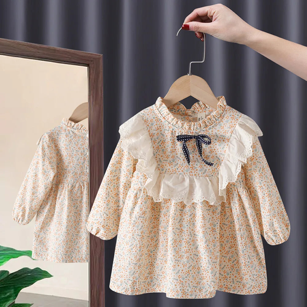 Girls Floral Peter Pan Collar Dress