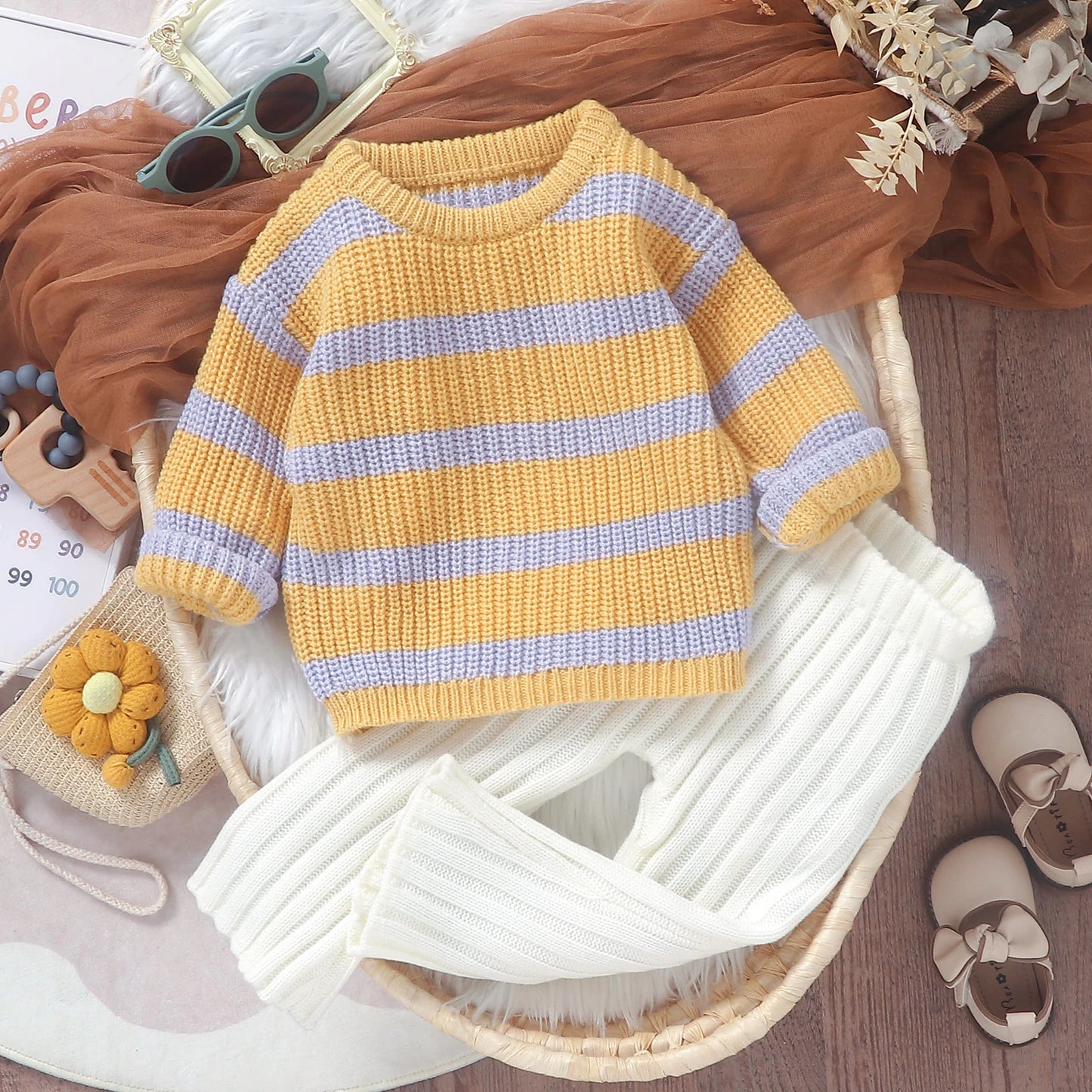 Two Colour Striped Knit Sweater