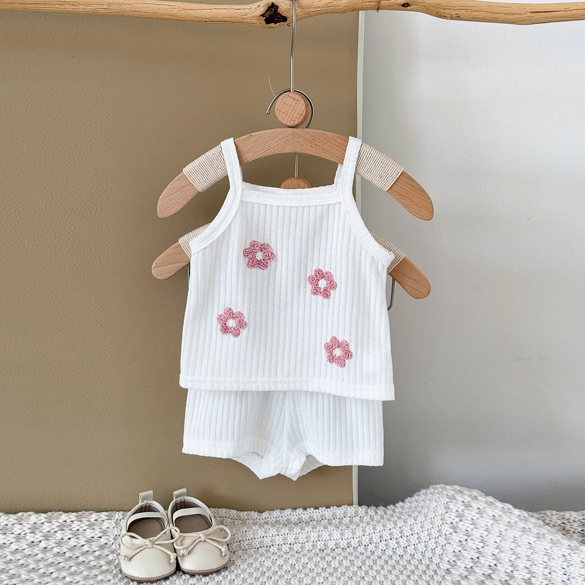 Ribbed Floral Patch Camisole Set