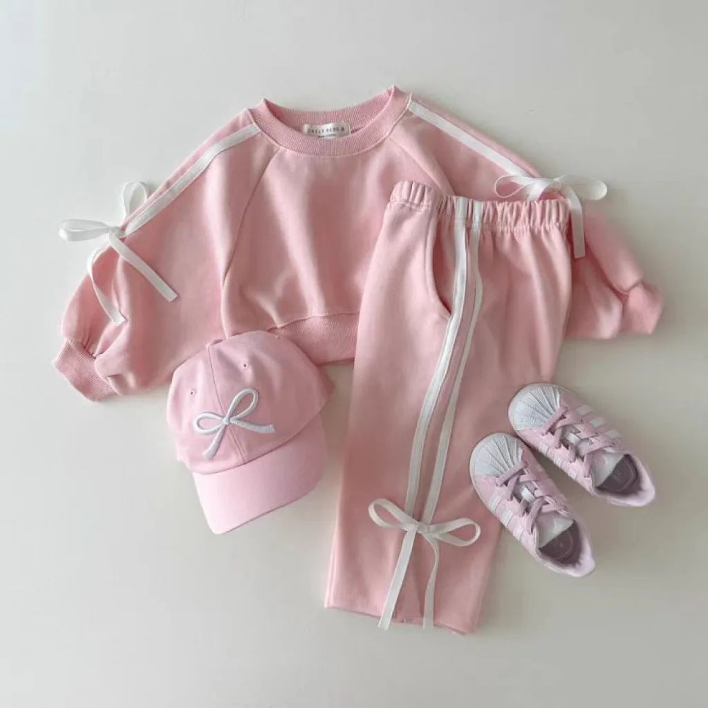 Girls Bow Sweatsuit Set