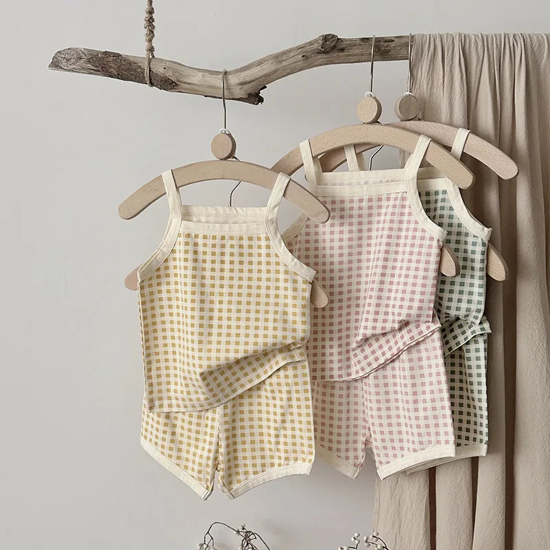 Checkered Cotton Camisole Set