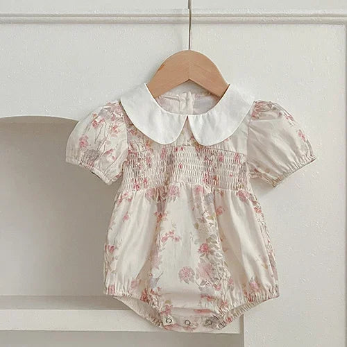 Floral Embroidery Cotton Rompers